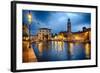 Lazise Harbor Night Scenic-George Oze-Framed Premium Photographic Print