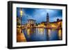 Lazise Harbor Night Scenic-George Oze-Framed Photographic Print