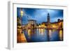 Lazise Harbor Night Scenic-George Oze-Framed Photographic Print