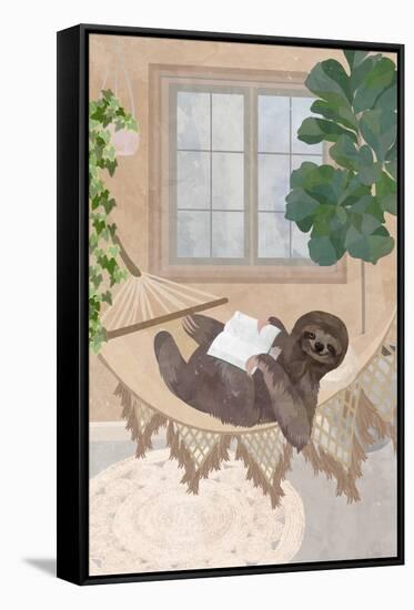 Lazy sloth in hammock-Sarah Manovski-Framed Stretched Canvas