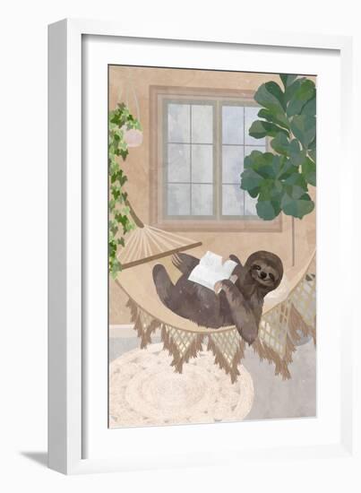 Lazy sloth in hammock-Sarah Manovski-Framed Giclee Print