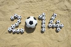 Brazil 2014 Soccer Football World Cup Message on Sand-LazyLlama-Stretched Canvas