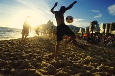 Carioca Brazilians Playing Altinho Futebol Beach Football Kicking Soccer Balls at Sunset Ipanema Be-LazyLlama-Photographic Print