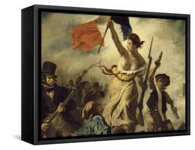 Le 28 juillet 1830 : la Liberté guidant le peuple-Eugene Delacroix-Framed Stretched Canvas