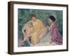 Le Bain (Two Mothers and their Children in a Boa)-Mary Cassatt-Framed Giclee Print