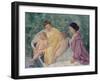 Le Bain (Two Mothers and their Children in a Boa)-Mary Cassatt-Framed Giclee Print