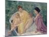 Le Bain (Two Mothers and their Children in a Boa)-Mary Cassatt-Mounted Giclee Print