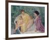 Le Bain (Two Mothers and their Children in a Boa)-Mary Cassatt-Framed Giclee Print