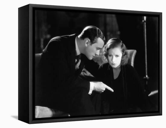 Le Baiser by Jacques Feyder with Conrad Nage and Greta Garbo, 1929 (b/w photo)-null-Framed Stretched Canvas