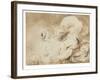 Le Baiser (The Kiss) (Black Chalk, Brush & Brown Ink with Brown Wash on Paper)-Jean-Honore Fragonard-Framed Giclee Print