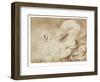 Le Baiser (The Kiss) (Black Chalk, Brush & Brown Ink with Brown Wash on Paper)-Jean-Honore Fragonard-Framed Giclee Print