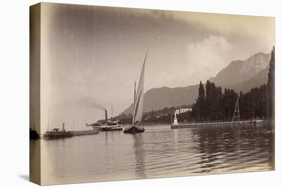 Le bateau "le Jura" entrant dans le port d'Evian-Alexandre-Gustave Eiffel-Stretched Canvas