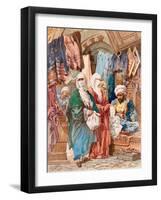 Le Bazar De La Soie (Marche Oriental, Souk, Des Marchandises En Soie) - the Silk Bazaar - by Amedeo-Amadeo Preziosi-Framed Giclee Print