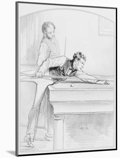 Le Billard, Plate 19 from Les Toquades, 1858-Paul Gavarni-Mounted Giclee Print