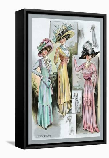 Le Bon Ton: A Trio in Pastels and Hats-null-Framed Stretched Canvas