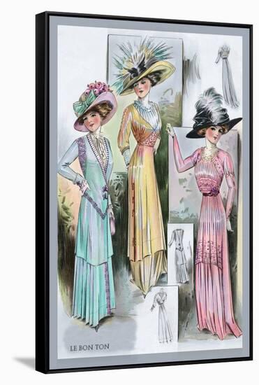 Le Bon Ton: A Trio in Pastels and Hats-null-Framed Stretched Canvas