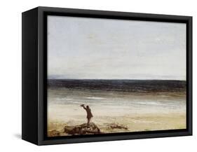Le bord de mer à Palavas-Gustave Courbet-Framed Stretched Canvas