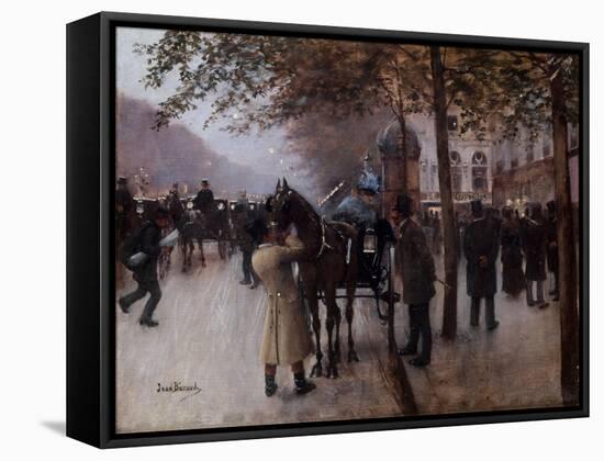 Le Boulevard des Capucines, devant le café Napolitain-Jean Béraud-Framed Stretched Canvas