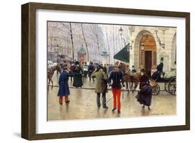 Le Boulevard des Capucines et le Théâtre du Vaudeville-Jean Béraud-Framed Giclee Print