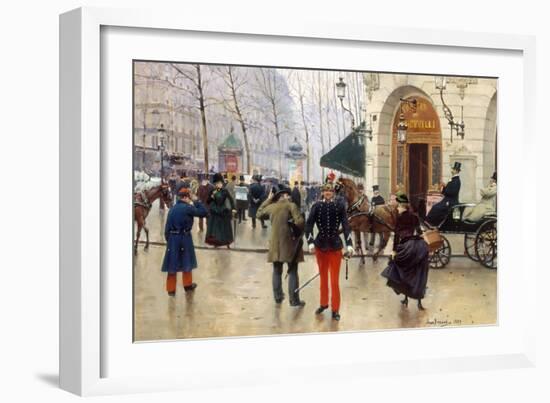 Le Boulevard des Capucines et le Théâtre du Vaudeville-Jean Béraud-Framed Giclee Print