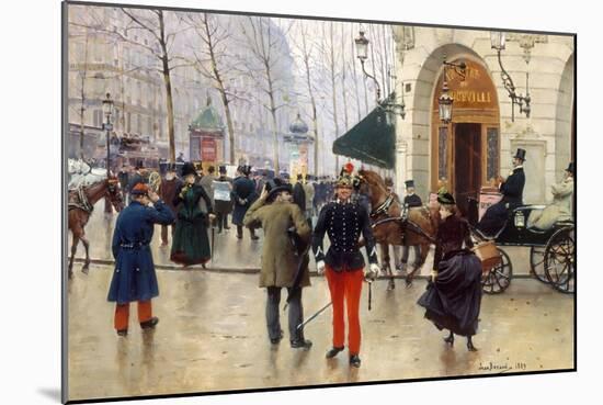 Le Boulevard des Capucines et le Théâtre du Vaudeville-Jean Béraud-Mounted Giclee Print