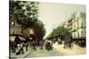 Le Boulevard Des Italiens-Edmond Georges Grandjean-Stretched Canvas