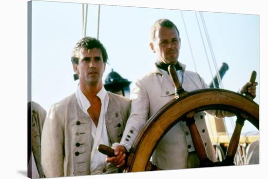 Le Bounty by Roger Donaldson with Mel Gibson and Anthony Hopkins, 1984 (photo)-null-Stretched Canvas