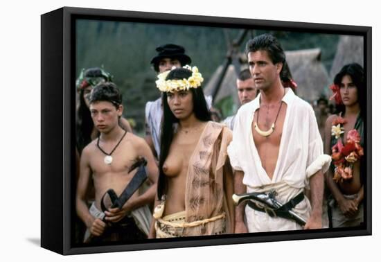 Le Bounty by Roger Donaldson with Wi Kuki Kaa and Mel Gibson, 1984 (photo)-null-Framed Stretched Canvas