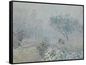 Le brouillard, Voisins-Alfred Sisley-Framed Stretched Canvas