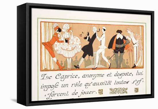 Le Caprice, from Personages De Comedie, Pub. 1922 (Pochoir Print)-Georges Barbier-Framed Stretched Canvas