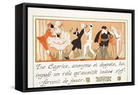 Le Caprice, from Personages De Comedie, Pub. 1922 (Pochoir Print)-Georges Barbier-Framed Stretched Canvas
