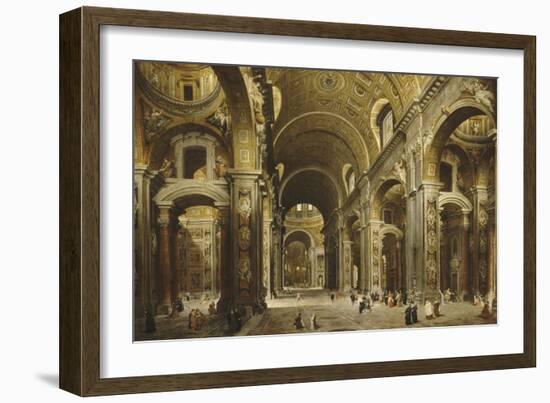 Le cardinal Malchior de Polignac visite Saint-Pierre-de-Rome-Giovanni Paolo Pannini-Framed Giclee Print