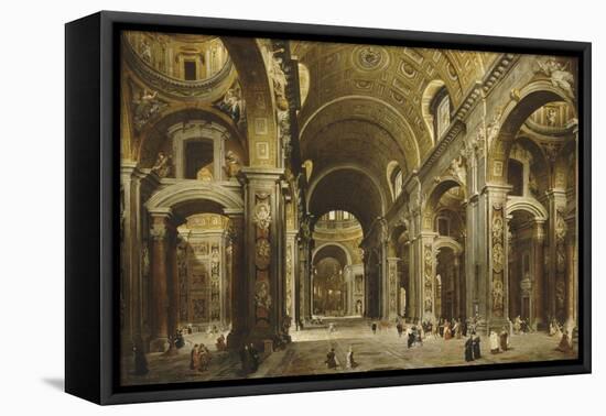Le cardinal Malchior de Polignac visite Saint-Pierre-de-Rome-Giovanni Paolo Pannini-Framed Stretched Canvas