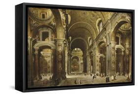 Le cardinal Malchior de Polignac visite Saint-Pierre-de-Rome-Giovanni Paolo Pannini-Framed Stretched Canvas