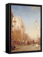 Le carnaval à Venise, quai des Esclavons-Félix Ziem-Framed Stretched Canvas