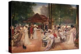 Le Cercle de l'Ile de Puteaux (au centre, Madame Gervex, vêtue de bleu en face du vicomte de Janzé-Henri Gervex-Stretched Canvas