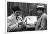 LE CERCLE ROUGE, 1970 directed by JEAN-PIERRE MELVILLE On the set, Alain Delon with Jean-Pierre Mel-null-Framed Photo