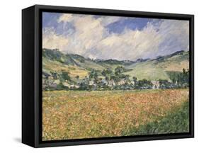Le champ des coquelicots (environs de Giverny).-Claude Monet-Framed Stretched Canvas