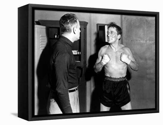LE CHAMPION by MarkRobson with Paul Stewart and Kirk Douglas, 1949 (b/w photo)-null-Framed Stretched Canvas
