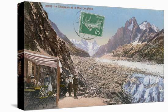 Le Chapeau and the Mer de Glace in the Alps. Postcard Sent in 1913-French Photographer-Stretched Canvas