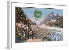 Le Chapeau and the Mer de Glace in the Alps. Postcard Sent in 1913-French Photographer-Framed Giclee Print