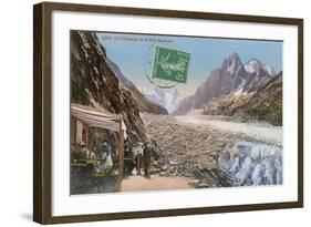 Le Chapeau and the Mer de Glace in the Alps. Postcard Sent in 1913-French Photographer-Framed Giclee Print