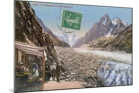 Le Chapeau and the Mer de Glace in the Alps. Postcard Sent in 1913-French Photographer-Mounted Giclee Print