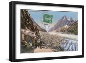 Le Chapeau and the Mer de Glace in the Alps. Postcard Sent in 1913-French Photographer-Framed Giclee Print