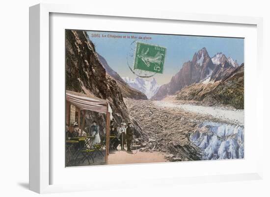 Le Chapeau and the Mer de Glace in the Alps. Postcard Sent in 1913-French Photographer-Framed Giclee Print