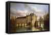 Le Chateau De Chenonceau, 1843-Pierre Justin Ouvrie-Framed Stretched Canvas