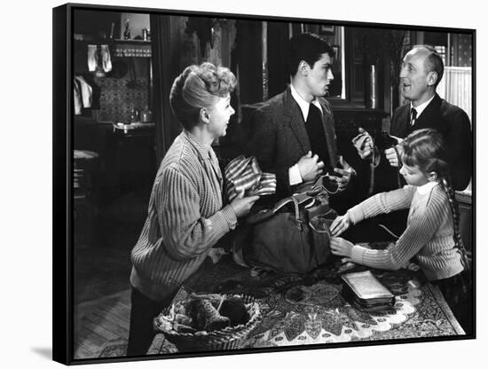 Le chemin des ecoliers by Michel Boisrond with Paulette Dubost, Alain Delon and Andre Bourvil, 1959-null-Framed Stretched Canvas