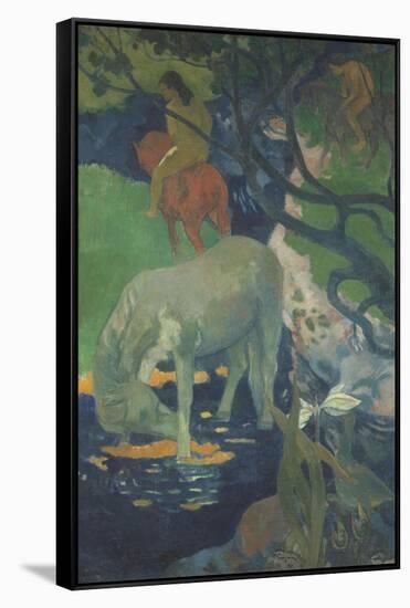 Le Cheval blanc-Paul Gauguin-Framed Stretched Canvas