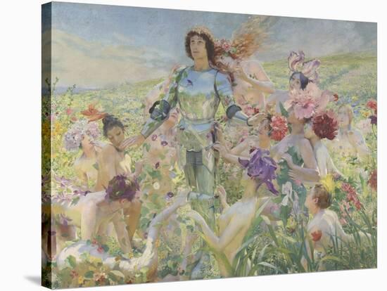 Le chevalier aux fleurs (tiré de Wagner, Parsifal)-Georges Antoine Rochegrosse-Stretched Canvas