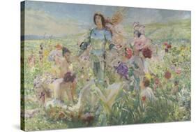 Le chevalier aux fleurs (tiré de Wagner, Parsifal)-Georges Antoine Rochegrosse-Stretched Canvas